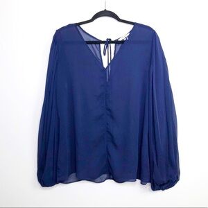 SIONI Navy blue sheer blouse